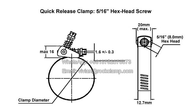 quick release worm gear hose clamp drawing