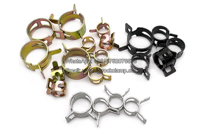 Automotive grade spring steel hose fastener